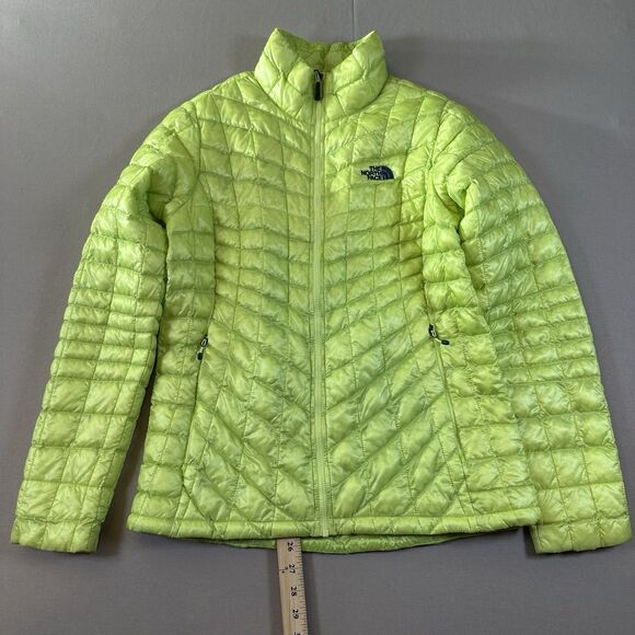 The North Face Thermoball Puffer Jacket Women Size Medium Bright Green Full Zip - Picture 1 of 7